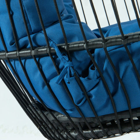 Wicker Two Seater Egg Swing Chair in Iron With Removable Cushion