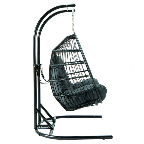 Wicker Two Seater Egg Swing Chair in Iron With Removable Cushion