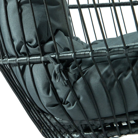Wicker Two Seater Egg Swing Chair in Iron With Removable Cushion