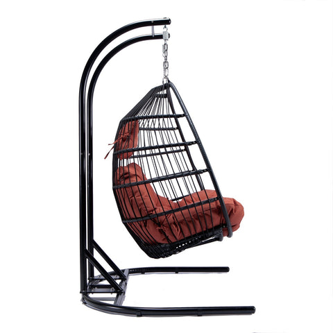 Wicker Two Seater Egg Swing Chair in Iron With Removable Cushion