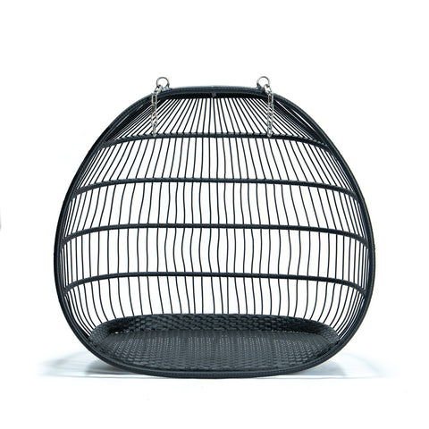 Wicker Two Seater Egg Swing Chair in Iron With Removable Cushion