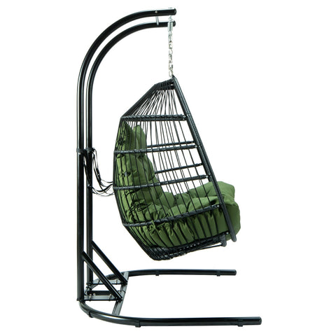 Wicker Two Seater Egg Swing Chair in Iron With Removable Cushion