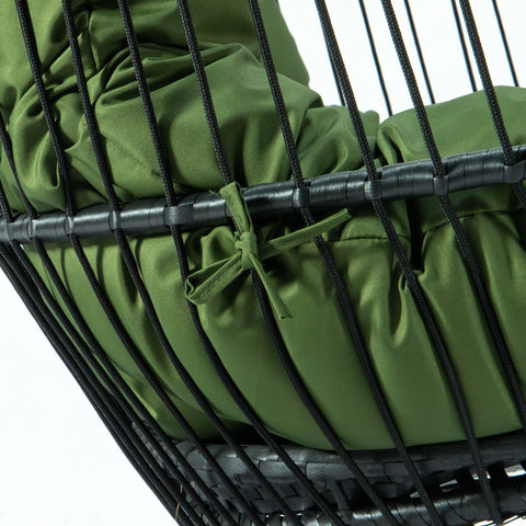 Wicker Two Seater Egg Swing Chair in Iron With Removable Cushion