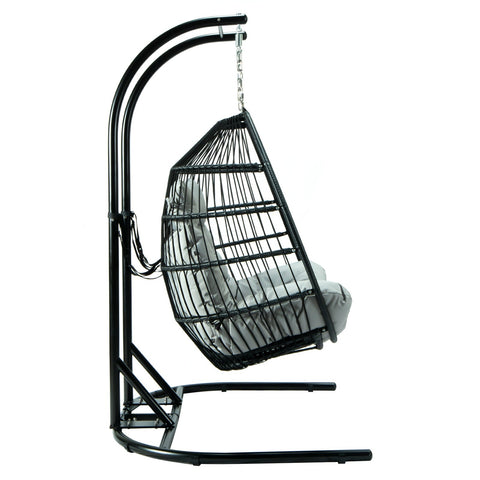 Wicker Two Seater Egg Swing Chair in Iron With Removable Cushion