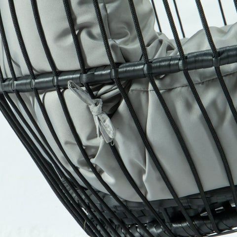Wicker Two Seater Egg Swing Chair in Iron With Removable Cushion