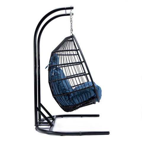 Wicker Two Seater Egg Swing Chair in Iron With Removable Cushion