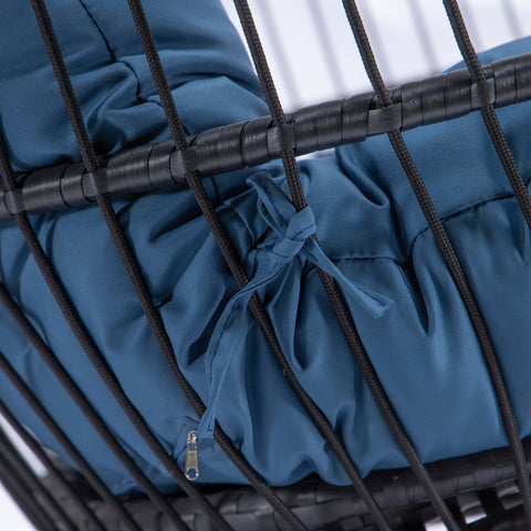 Wicker Two Seater Egg Swing Chair in Iron With Removable Cushion