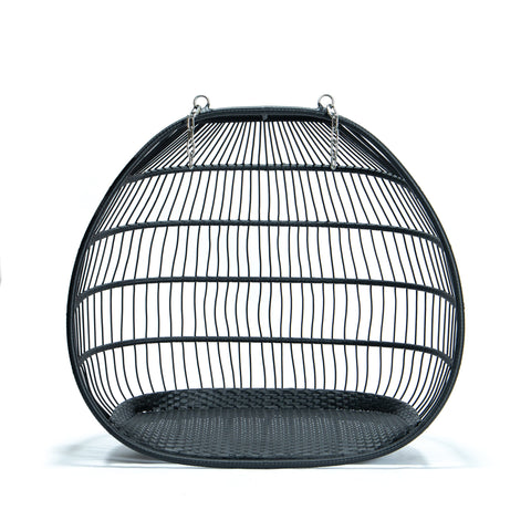 Wicker Two Seater Egg Swing Chair in Iron With Removable Cushion
