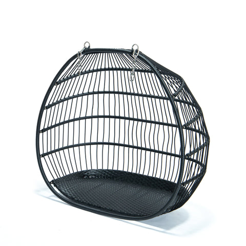 Wicker Two Seater Egg Swing Chair in Iron With Removable Cushion