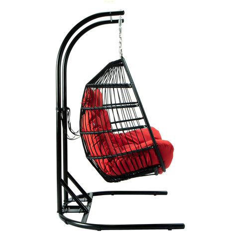 Wicker Two Seater Egg Swing Chair in Iron With Removable Cushion