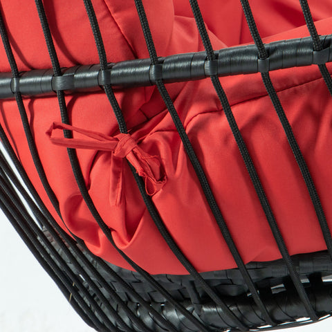 Wicker Two Seater Egg Swing Chair in Iron With Removable Cushion