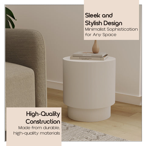 Eden Series Side Table in Fiberstone Round Accent Table for Home, Living Room, Indoor, and Outdoor