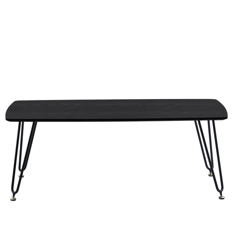 LeisureMod Elmwood Modern Wood Top Coffee Table With Iron Base