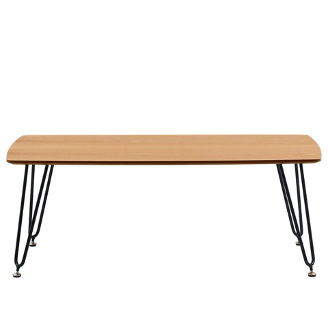 LeisureMod Elmwood Modern Wood Top Coffee Table With Iron Base