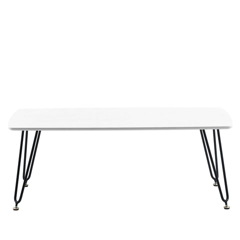 LeisureMod Elmwood Modern Wood Top Coffee Table With Iron Base