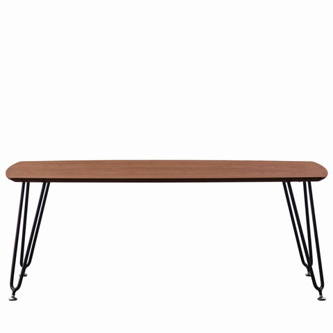 LeisureMod Elmwood Modern Wood Top Coffee Table With Iron Base