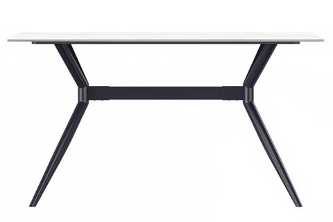 Elega Rectangular Dining Table with Sintered Stone/Glass Rectangular Top and Black Stainless Steel Base