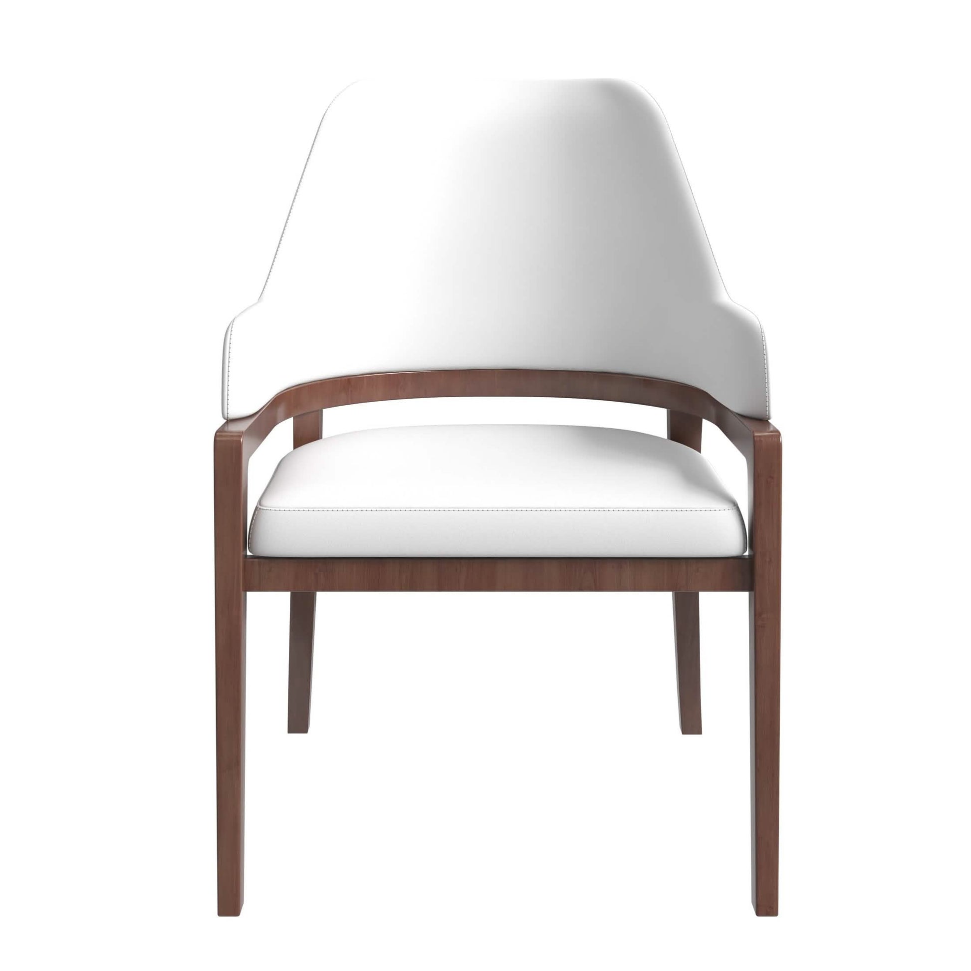 Ethora Dining Chair Upholstered in Leather with Curved Open Back Design and Rubberwood Frame