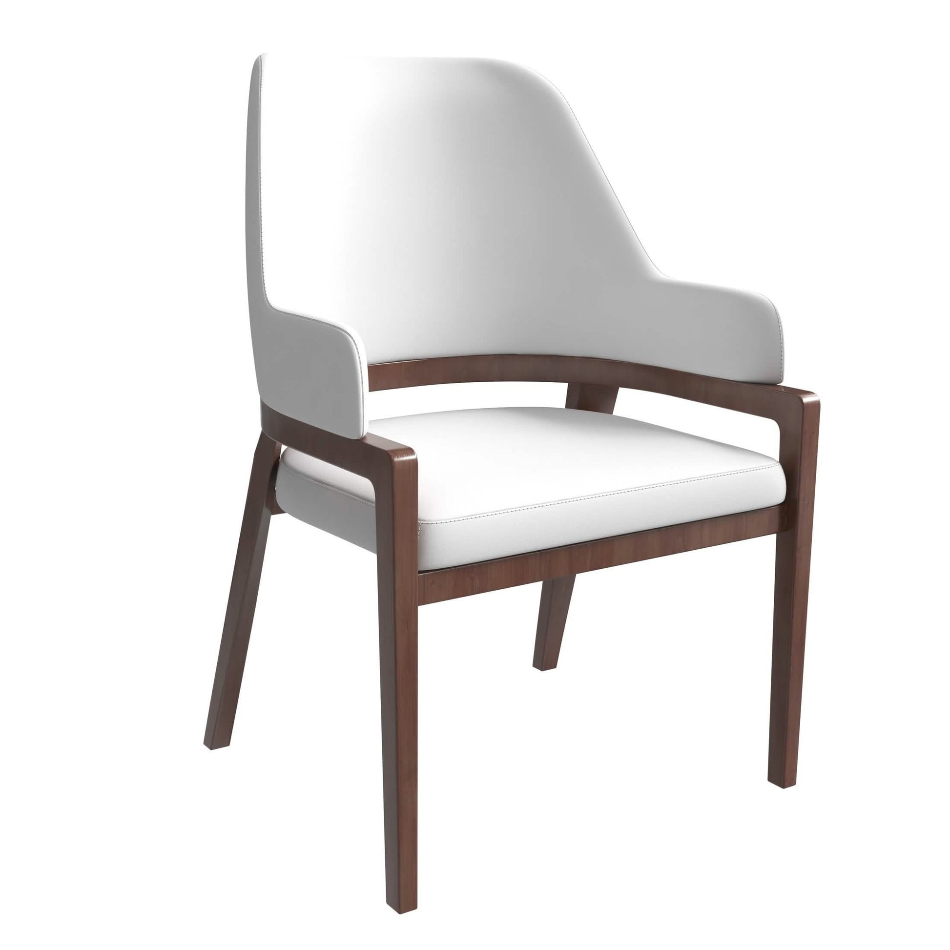 Ethora Dining Chair Upholstered in Leather with Curved Open Back Design and Rubberwood Frame