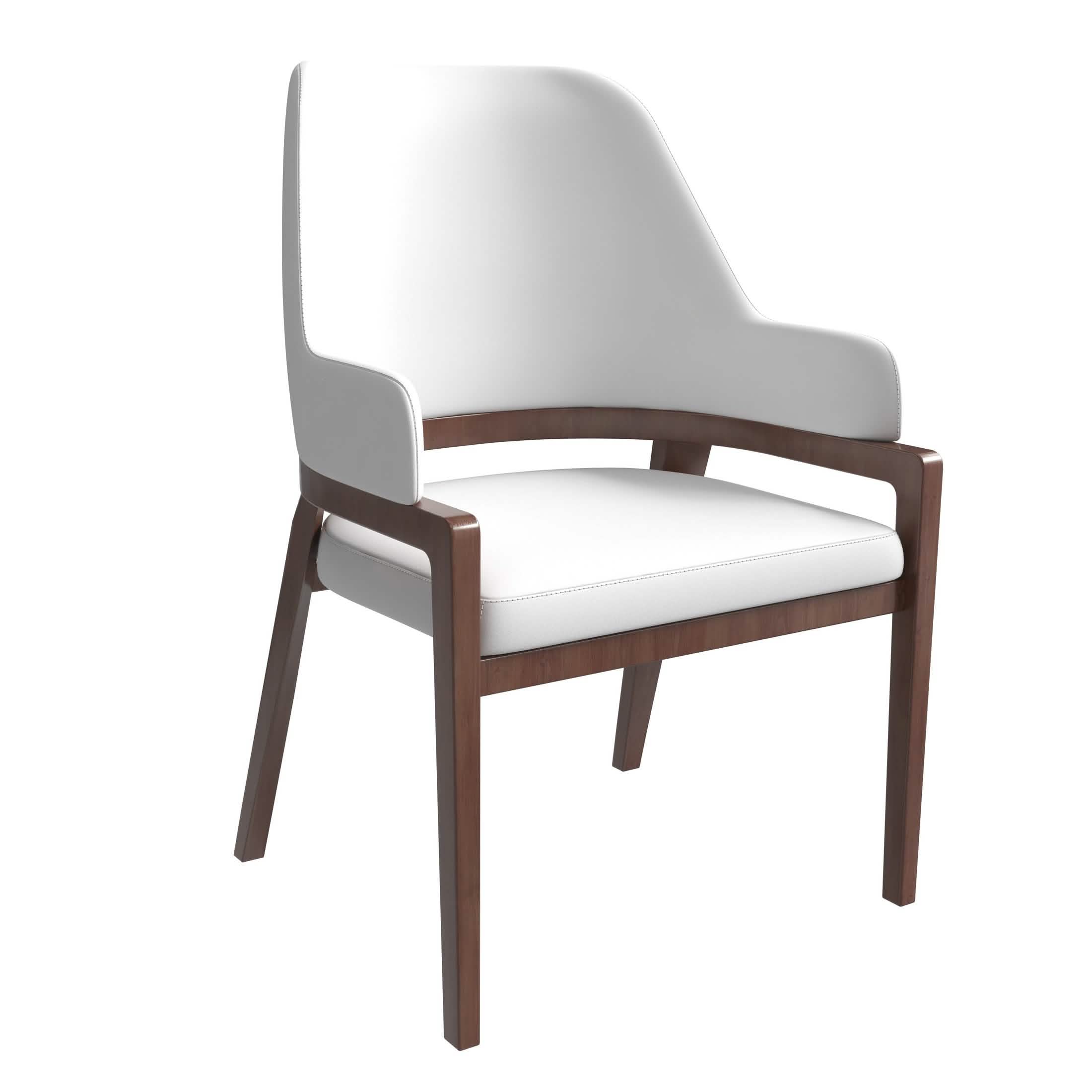 Ethora Dining Chair Upholstered in Leather with Curved Open Back Design and Rubberwood Frame