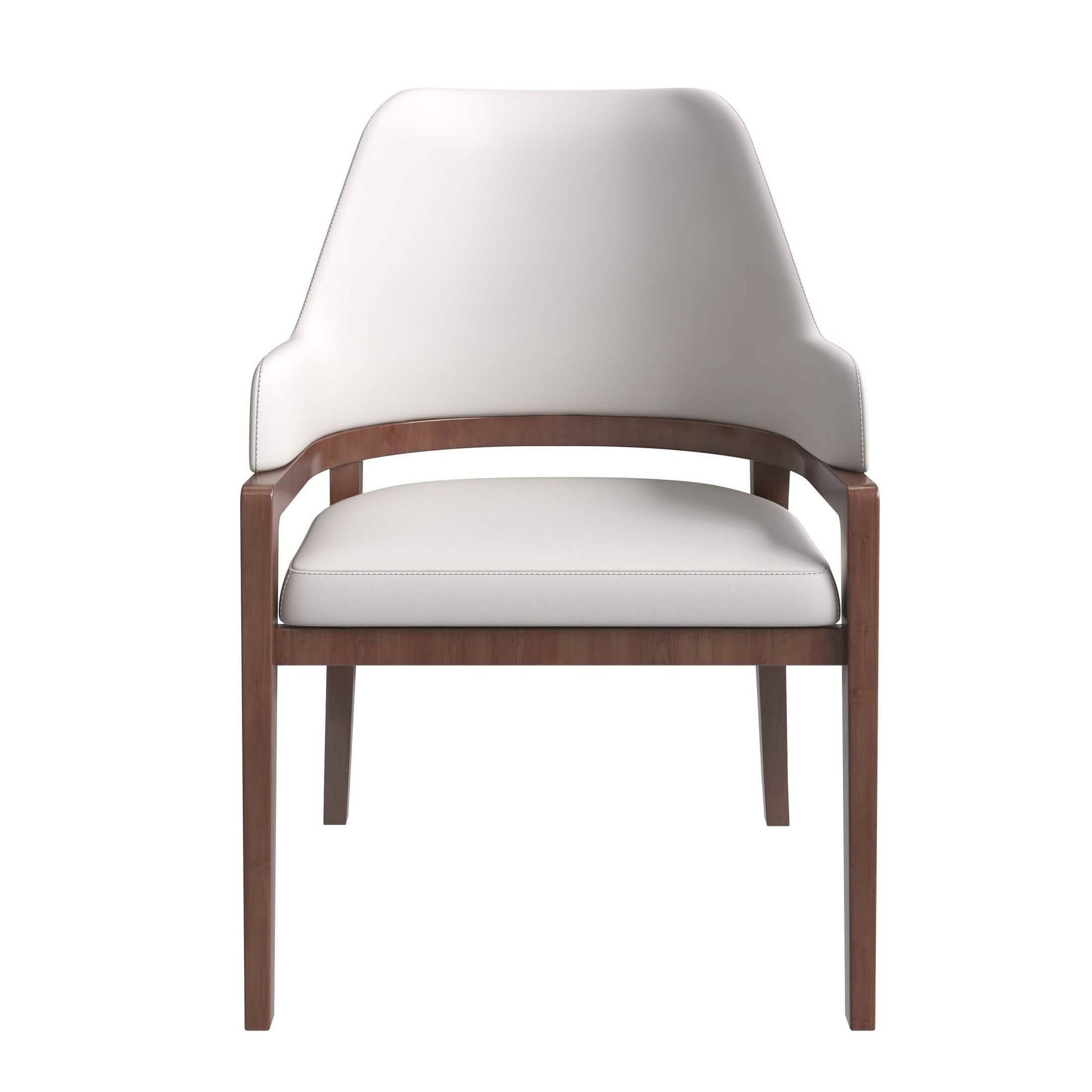 Ethora Dining Chair Upholstered in Leather with Curved Open Back Design and Rubberwood Frame