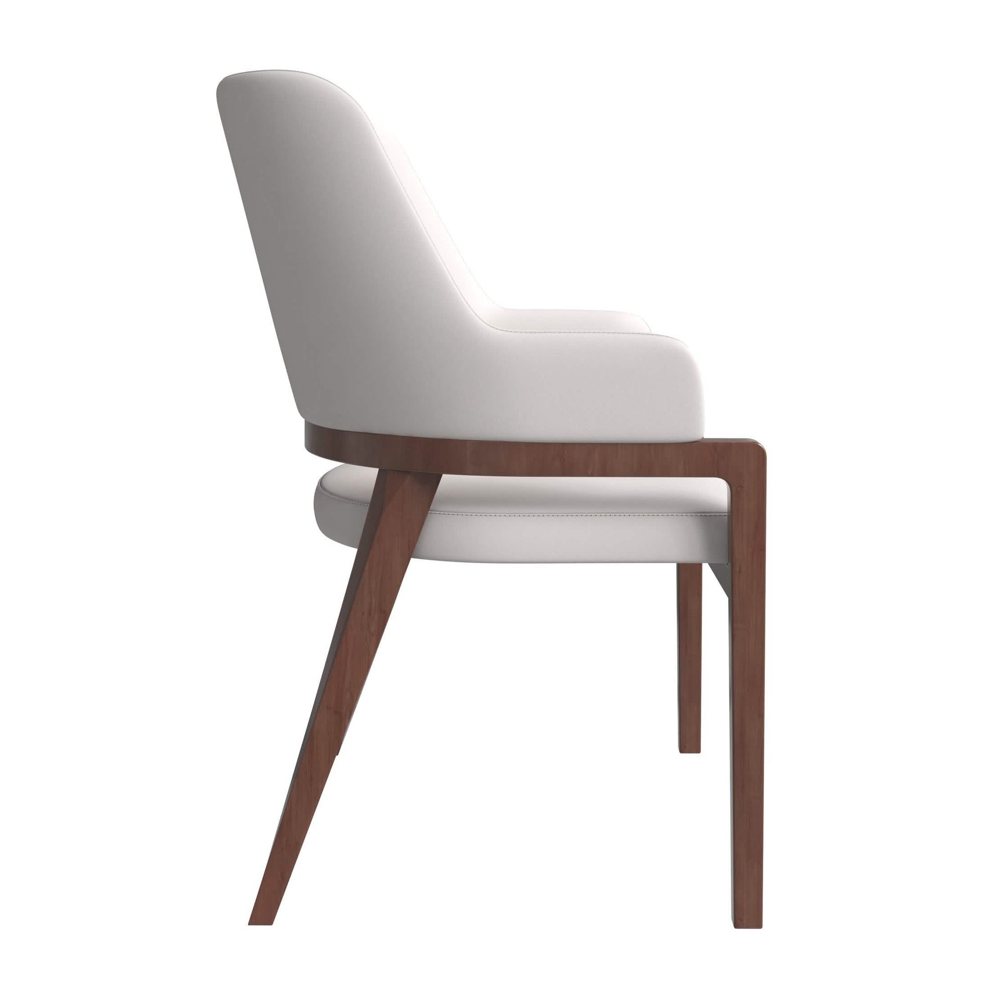 Ethora Dining Chair Upholstered in Leather with Curved Open Back Design and Rubberwood Frame