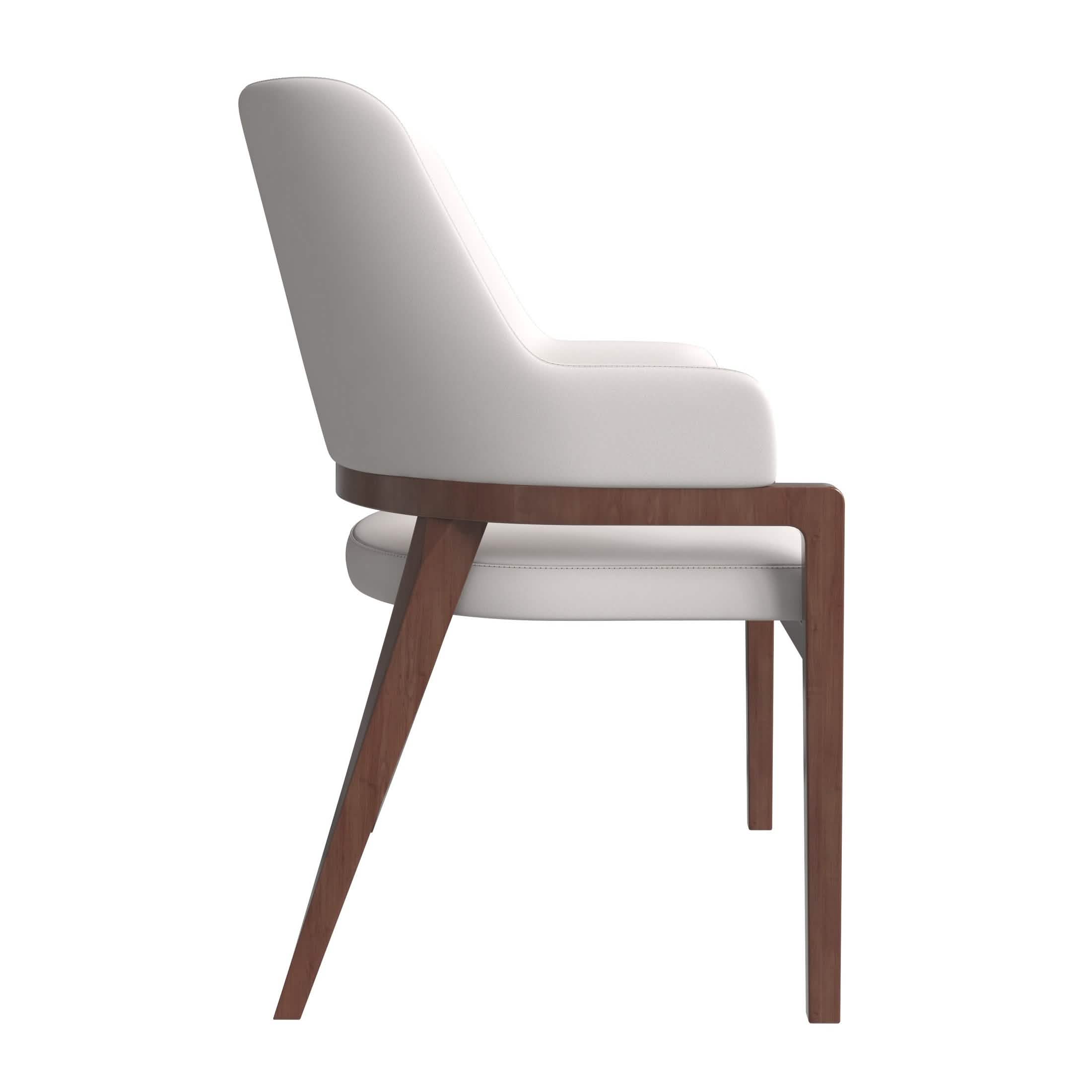 Ethora Dining Chair Upholstered in Leather with Curved Open Back Design and Rubberwood Frame