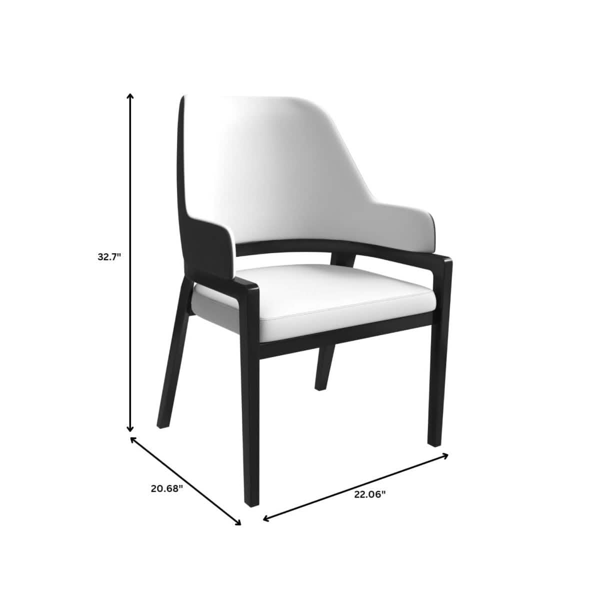 Ethora Leather Dining Chair: Upholstered, Curved Open - Back & Rubberwood Frame Set of 2
