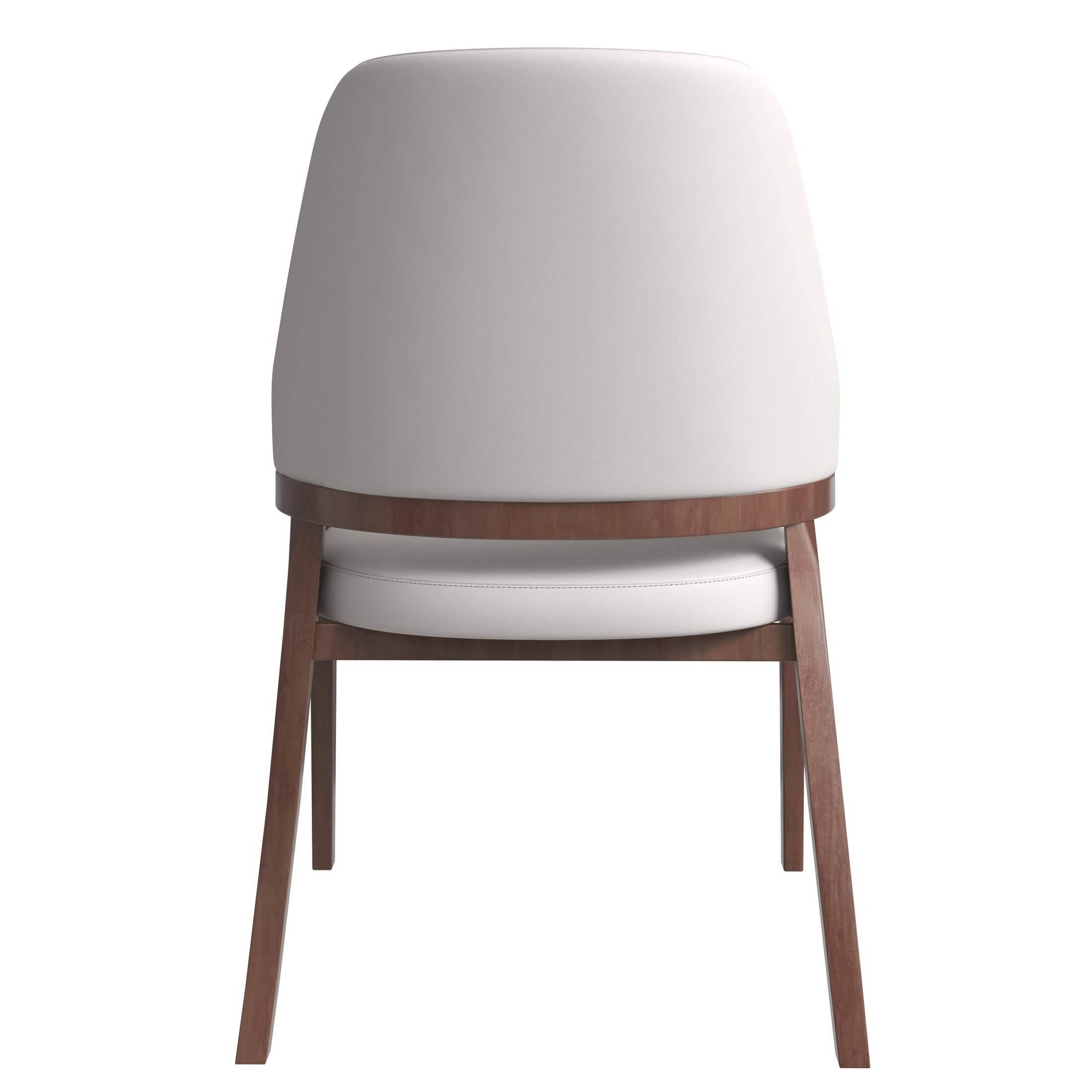 Ethora Leather Dining Chair: Upholstered, Curved Open - Back & Rubberwood Frame Set of 2