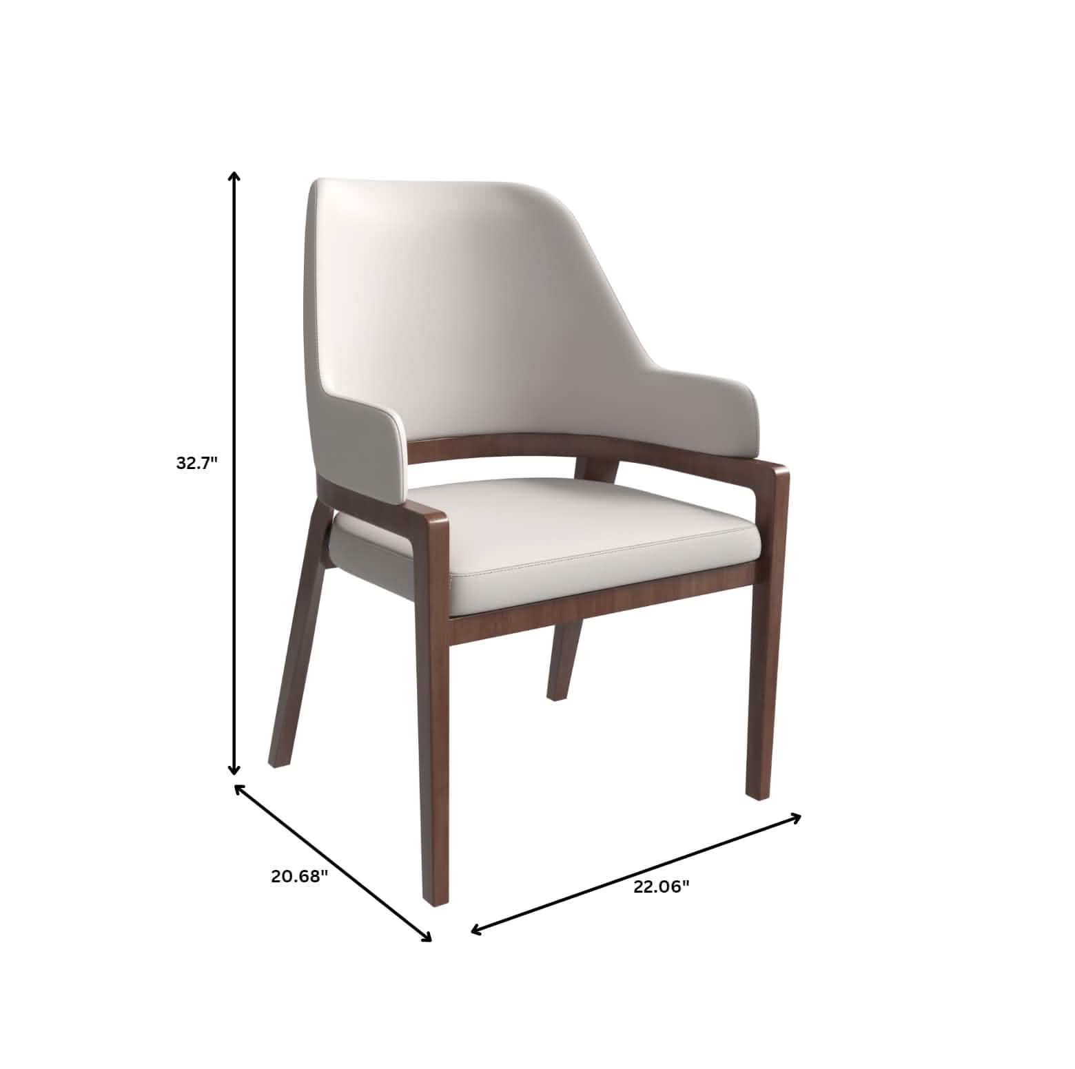 Ethora Leather Dining Chair: Upholstered, Curved Open - Back & Rubberwood Frame Set of 2