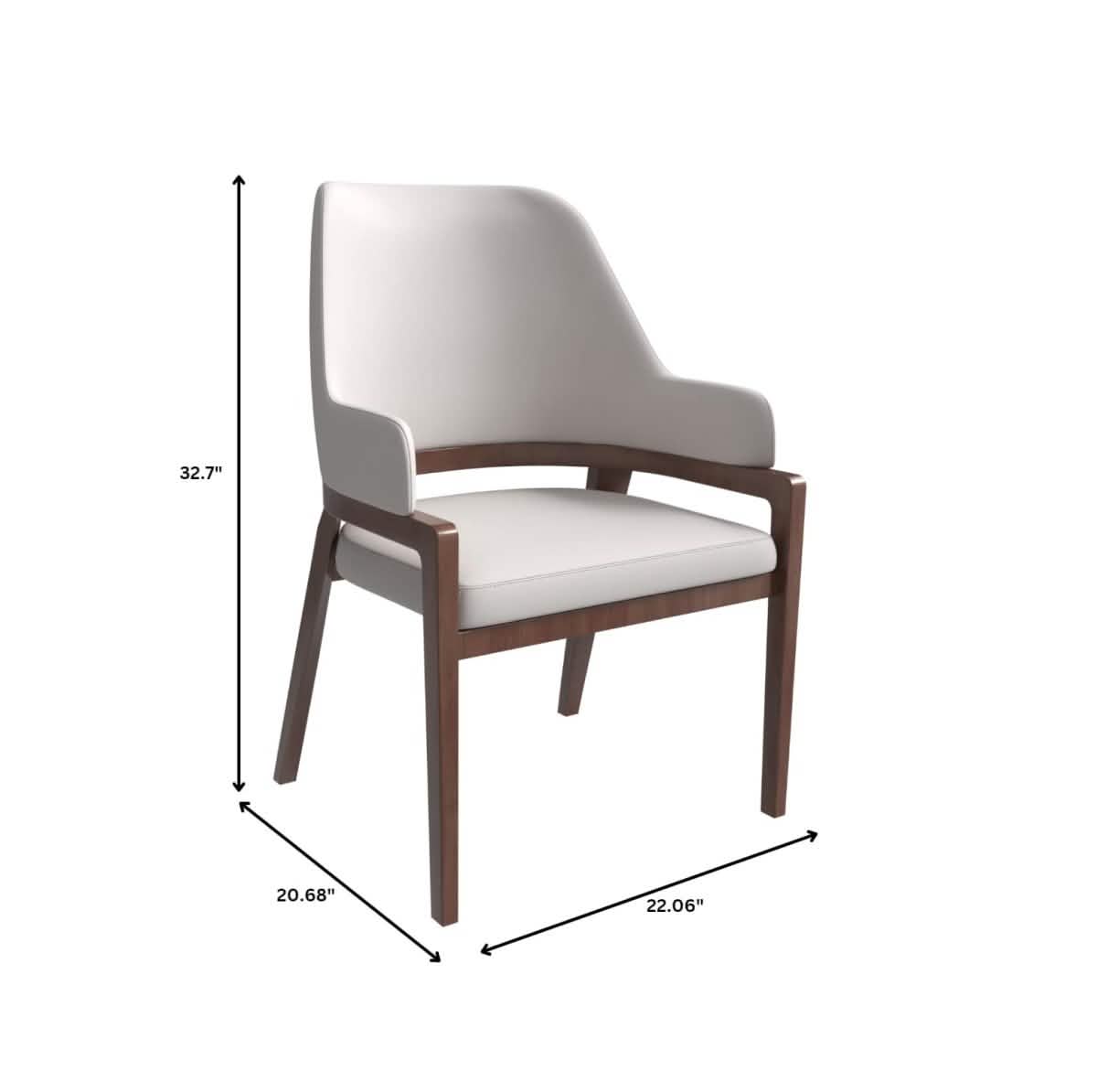 Ethora Leather Dining Chair: Upholstered, Curved Open - Back & Rubberwood Frame Set of 2