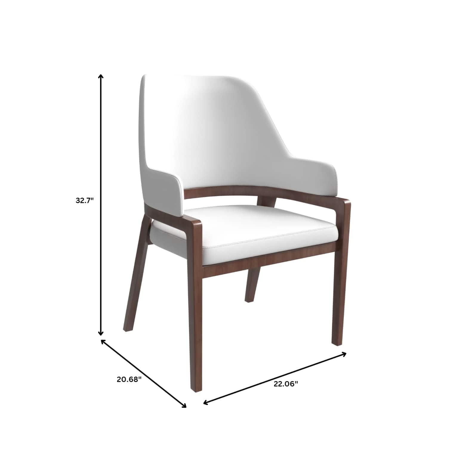 Ethora Leather Dining Chair: Upholstered, Curved Open - Back & Rubberwood Frame Set of 2
