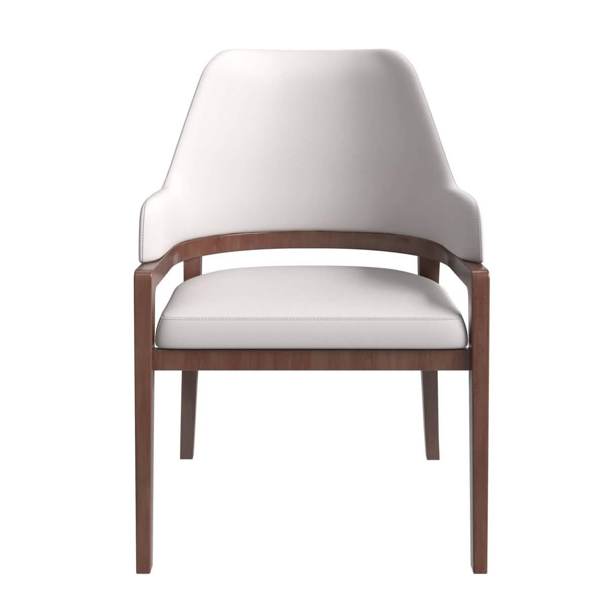Ethora Leather Dining Chair: Upholstered, Curved Open - Back & Rubberwood Frame Set of 2