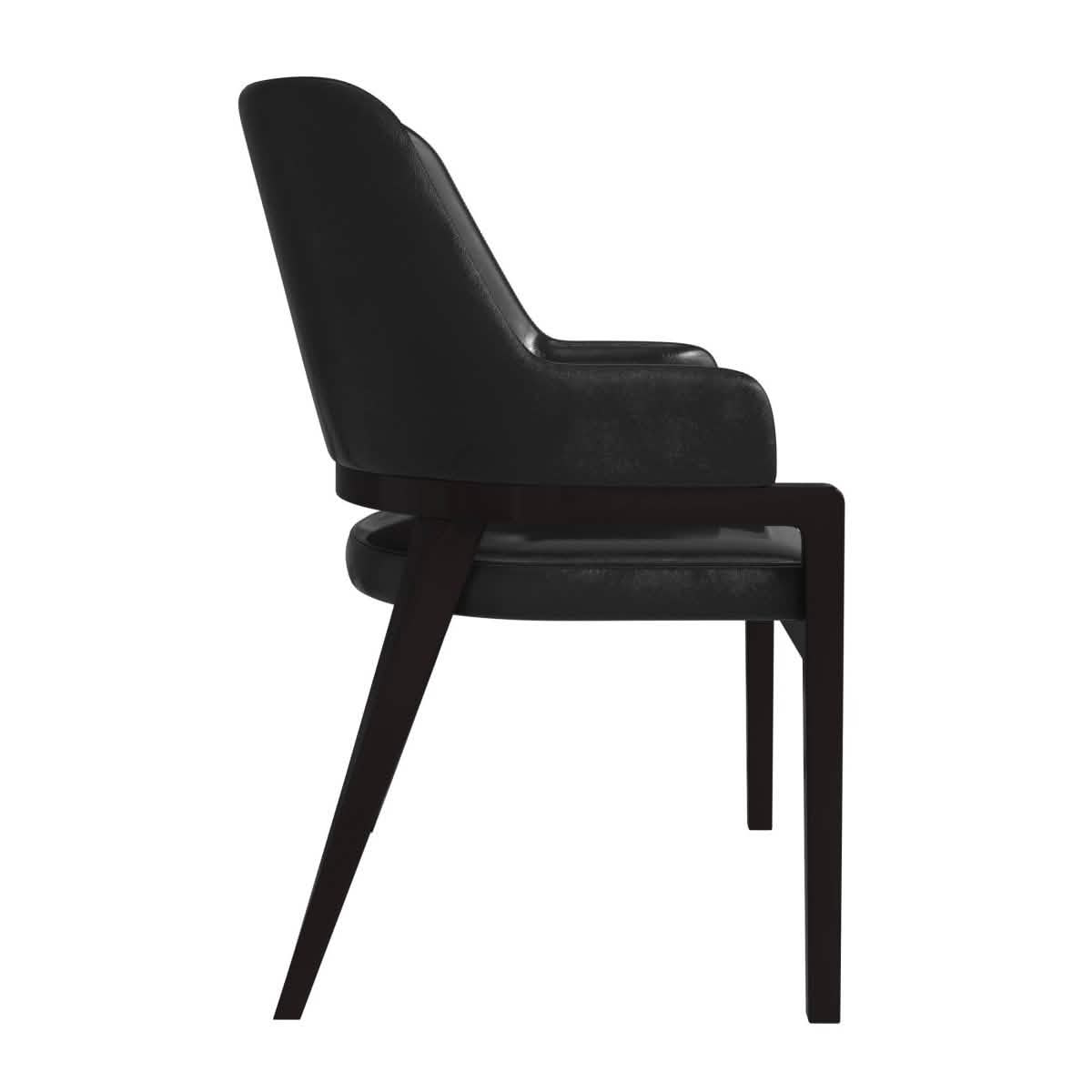 Ethora Leather Dining Chair: Upholstered, Curved Open - Back & Rubberwood Frame Set of 2