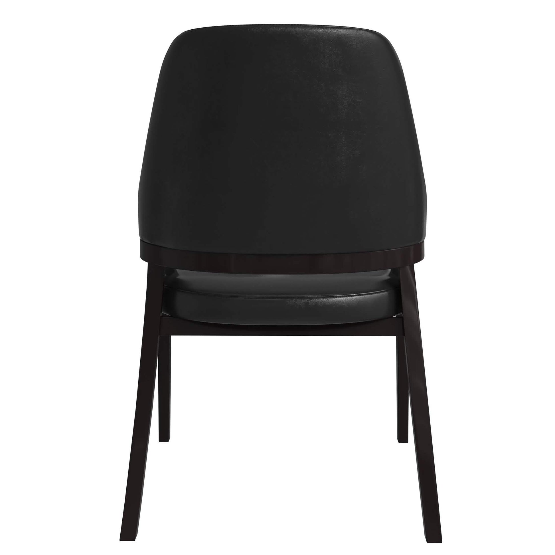 Ethora Leather Dining Chair: Upholstered, Curved Open - Back & Rubberwood Frame Set of 2