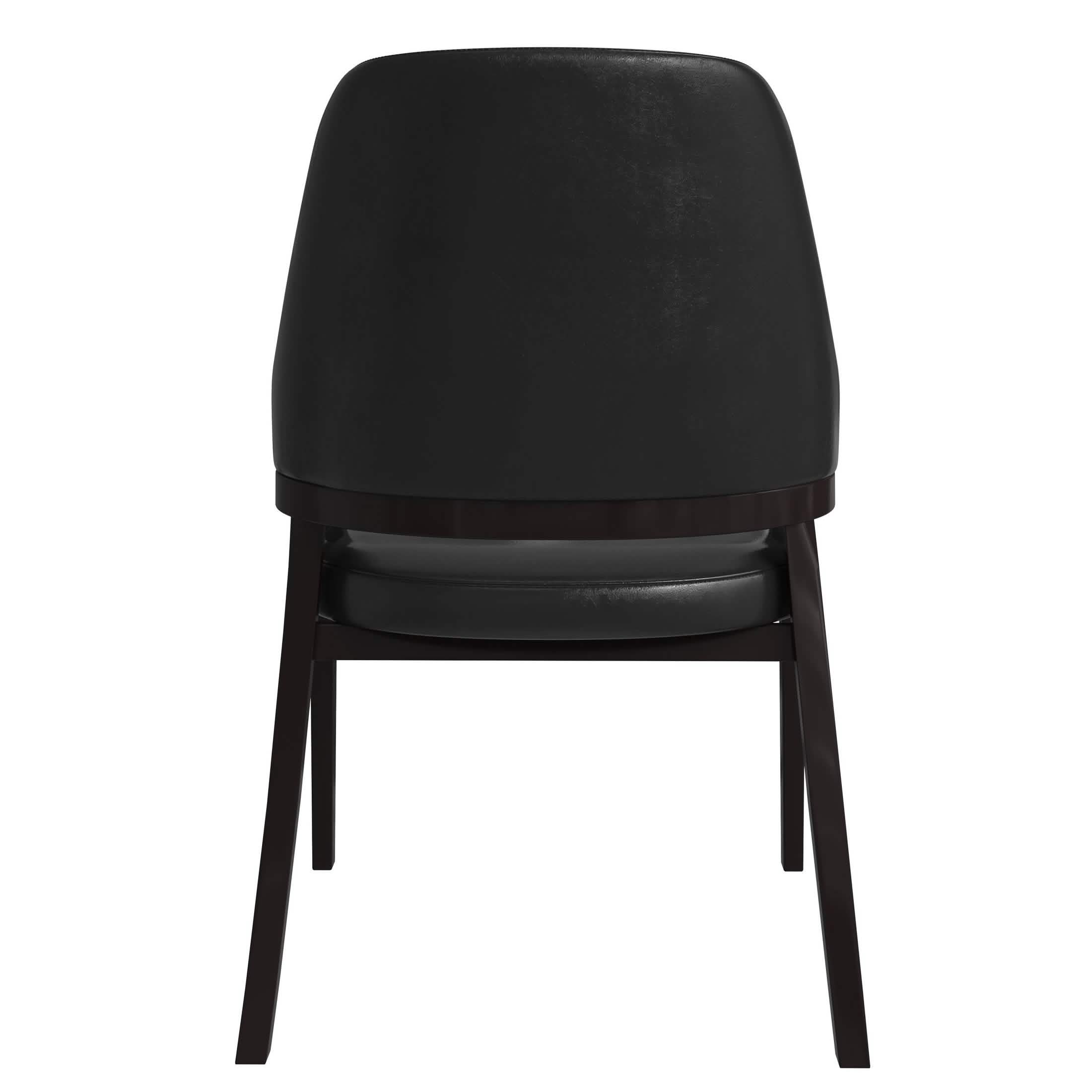Ethora Leather Dining Chair: Upholstered, Curved Open - Back & Rubberwood Frame Set of 2