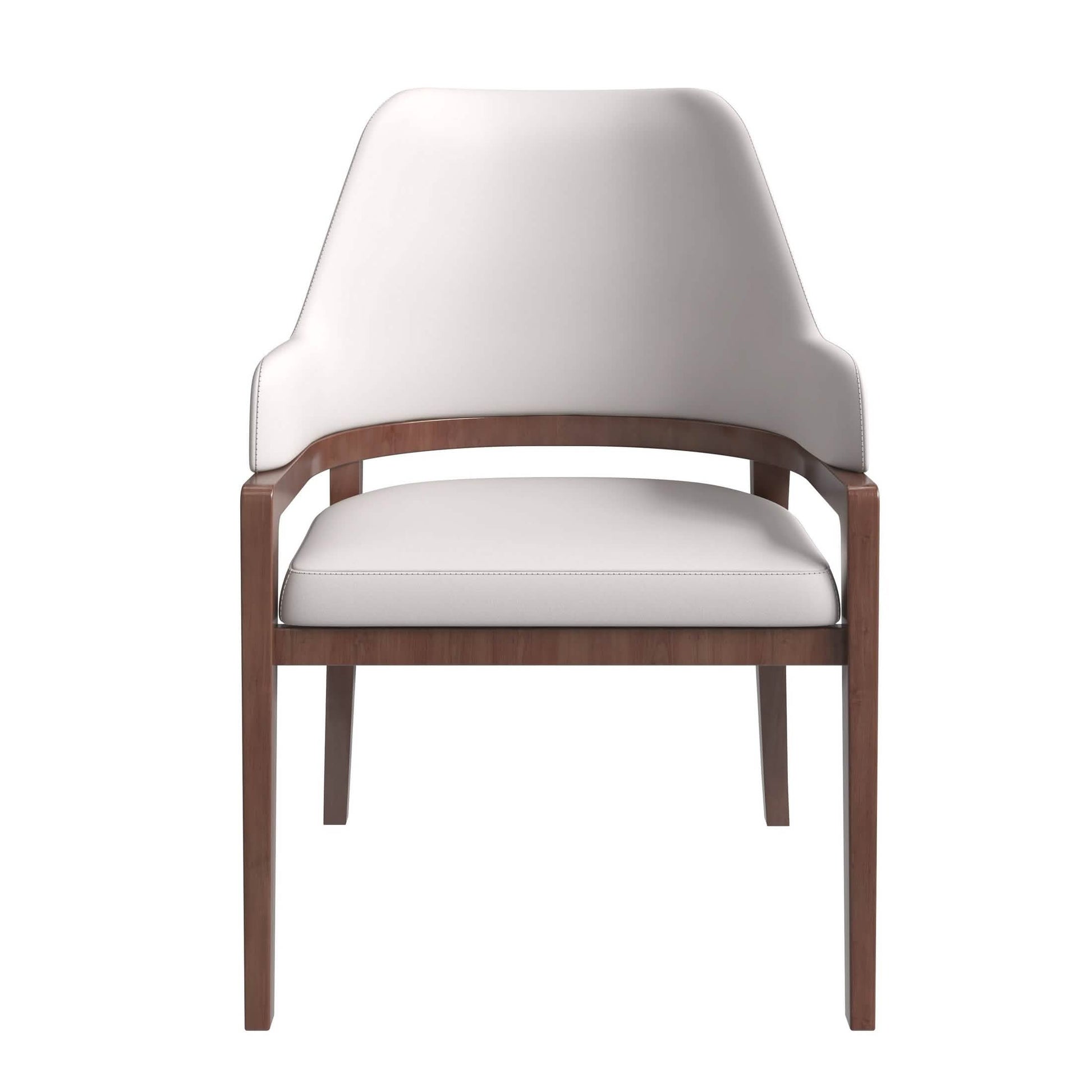 Ethora Leather Dining Chair: Upholstered, Curved Open - Back & Rubberwood Frame Set of 2