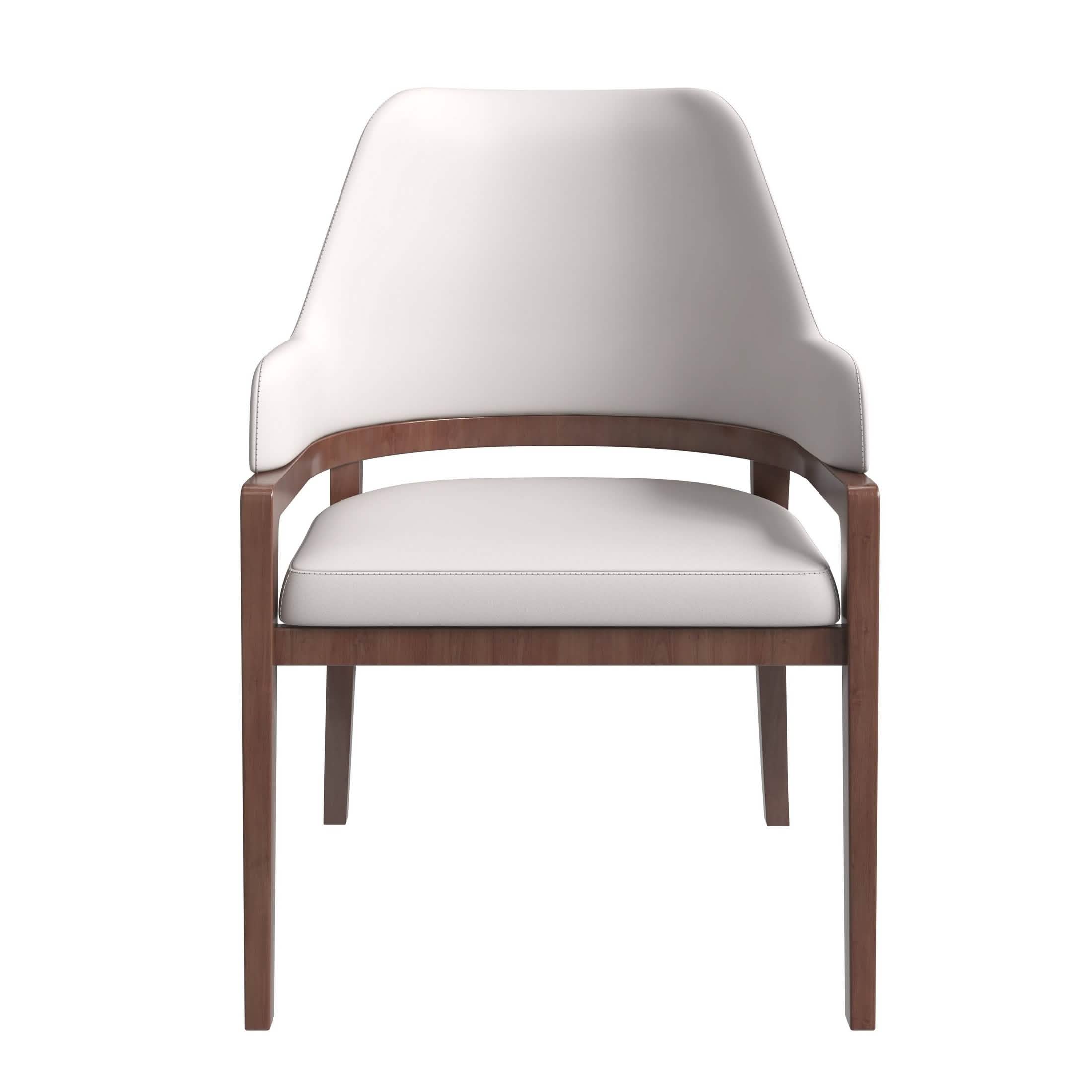 Ethora Leather Dining Chair: Upholstered, Curved Open - Back & Rubberwood Frame Set of 2