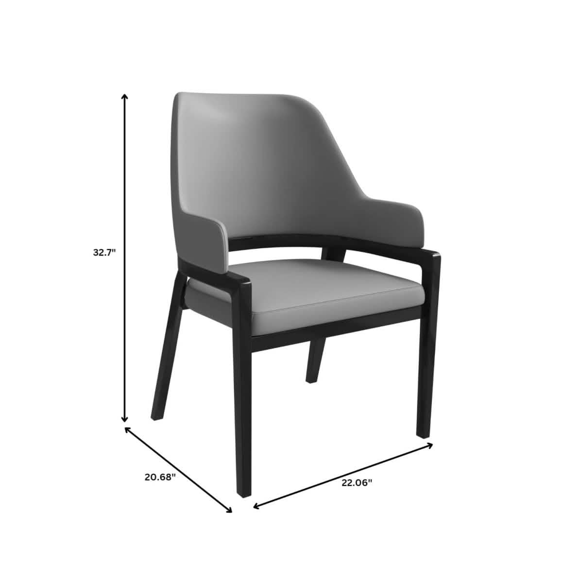 Ethora Leather Dining Chair: Upholstered, Curved Open - Back & Rubberwood Frame Set of 2