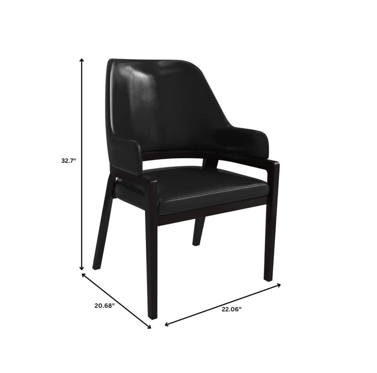 Ethora Leather Dining Chair: Upholstered, Curved Open - Back & Rubberwood Frame Set of 2