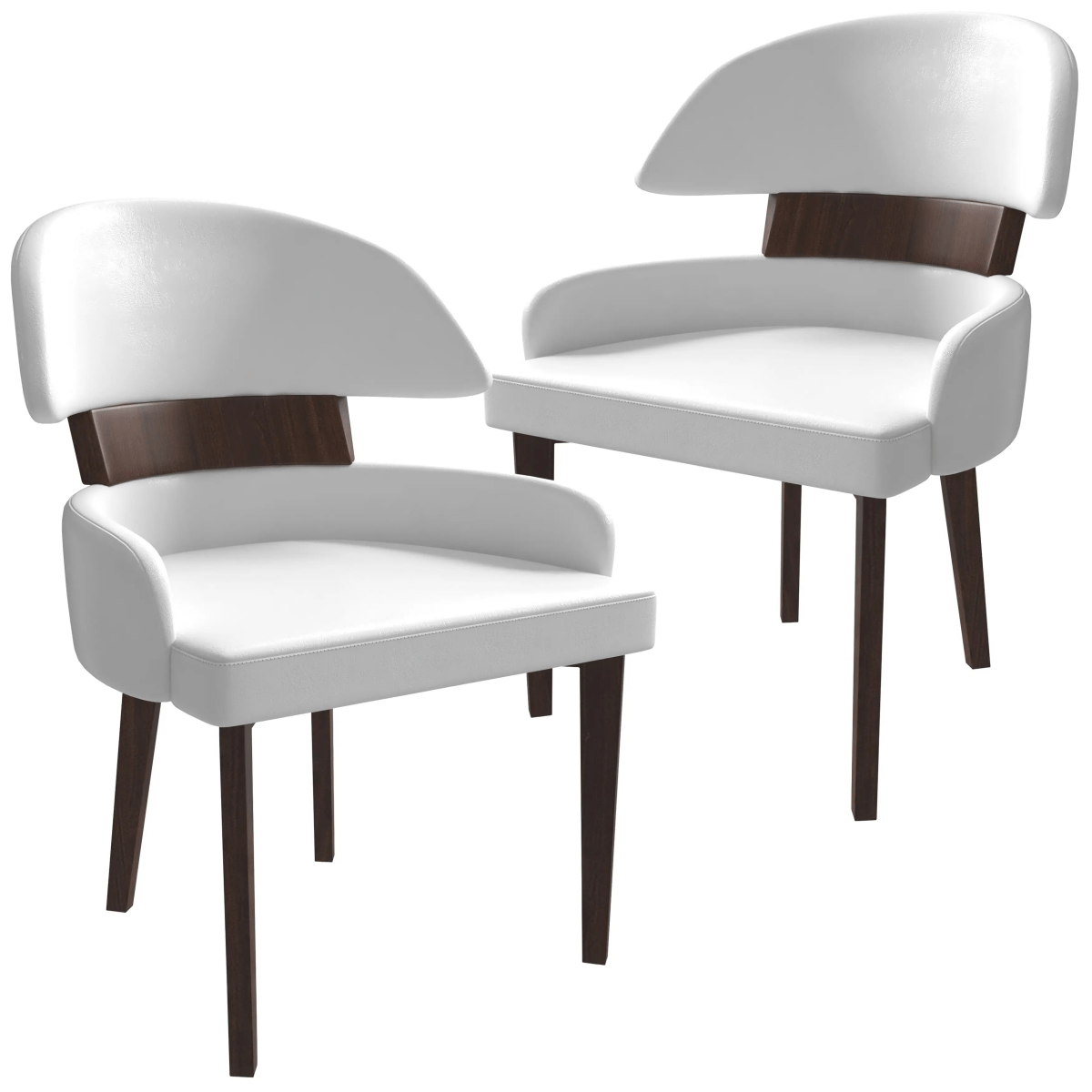 Ethos Leather Dining Chairs with Curved Open Back in Rubberwood Set of 2