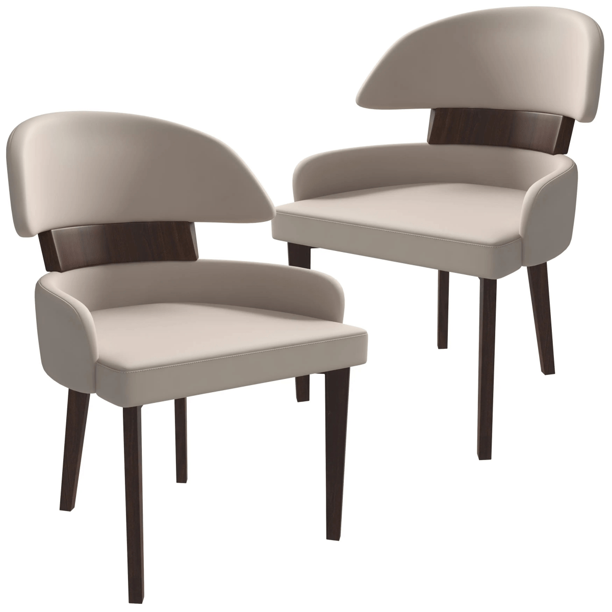 Ethos Leather Dining Chairs with Curved Open Back in Rubberwood Set of 2