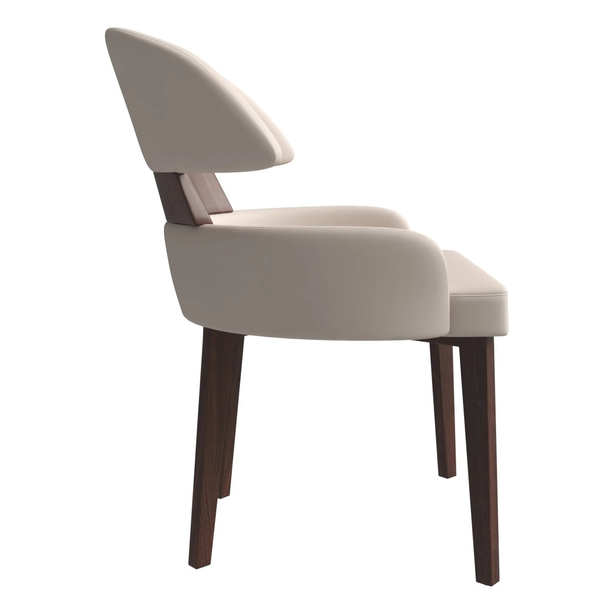 Ethos Leather Dining Chairs with Curved Open Back in Rubberwood Set of 4
