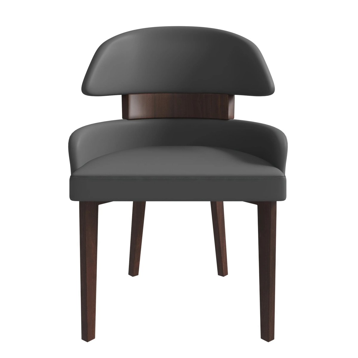 Ethos Leather Dining Chairs with Curved Open Back in Rubberwood Set of 4
