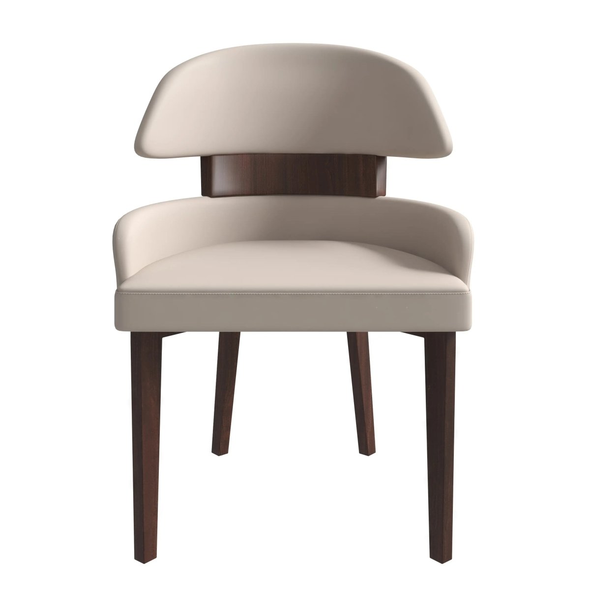 Ethos Leather Dining Chairs with Curved Open Back in Rubberwood Set of 4