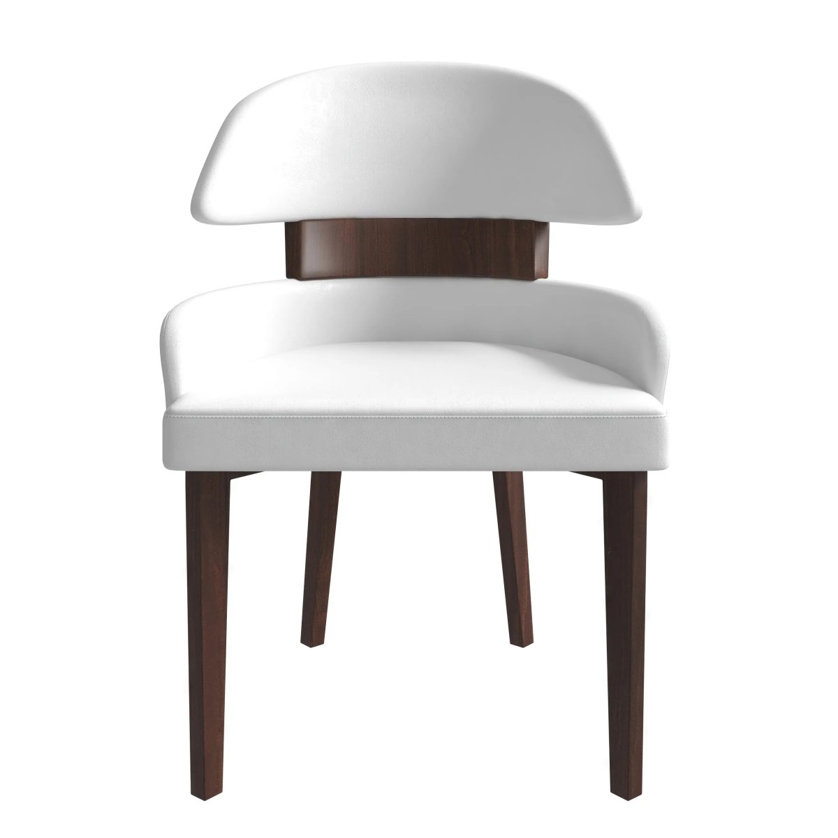 Ethos Leather Dining Chairs with Curved Open Back in Rubberwood Set of 4