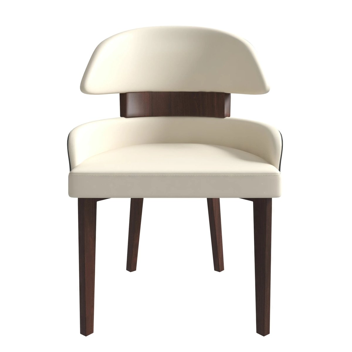 Ethos Leather Dining Chairs with Curved Open Back in Rubberwood Set of 4