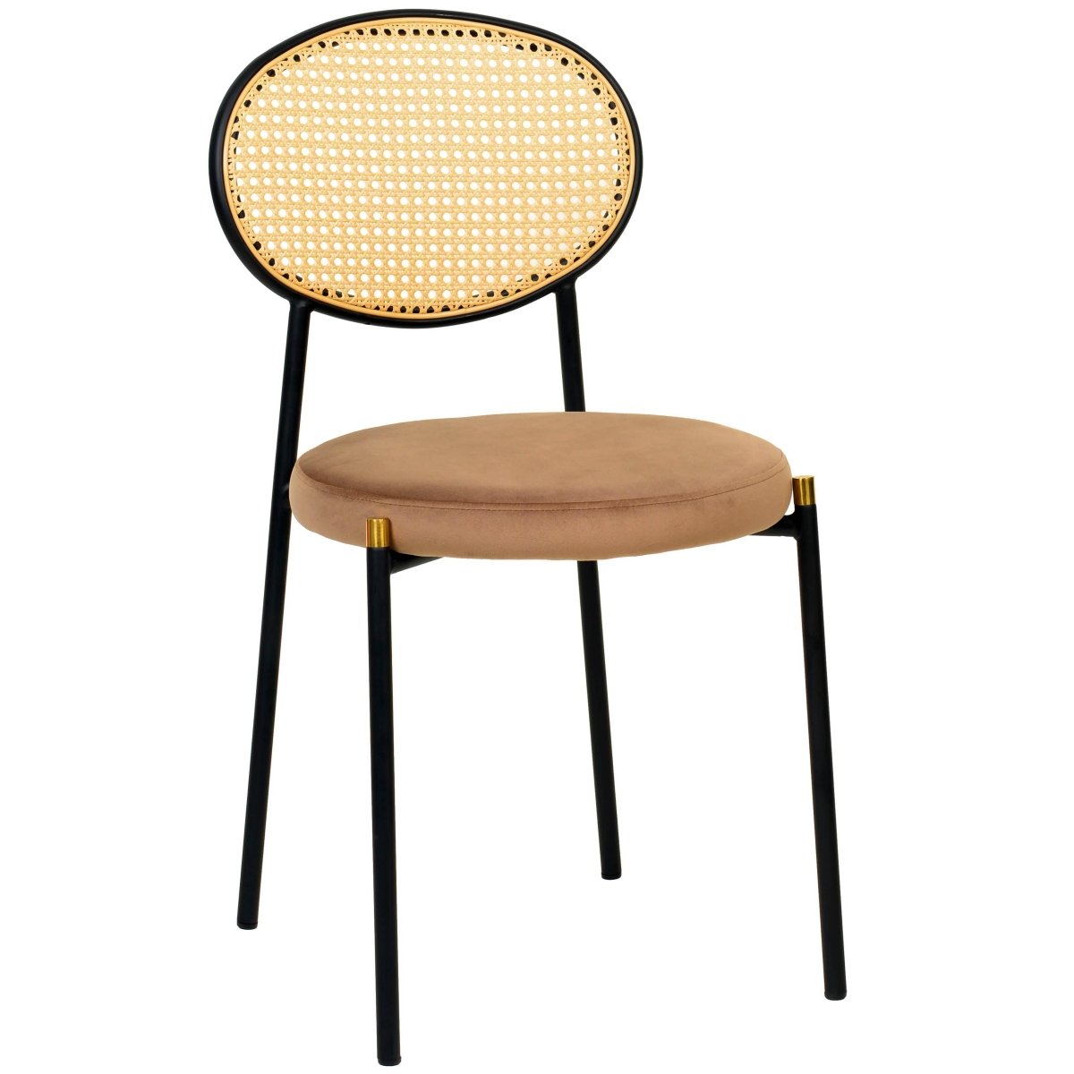 Euston Modern Upholstered Dining Chair with Round Wicker/Velvet Back Style