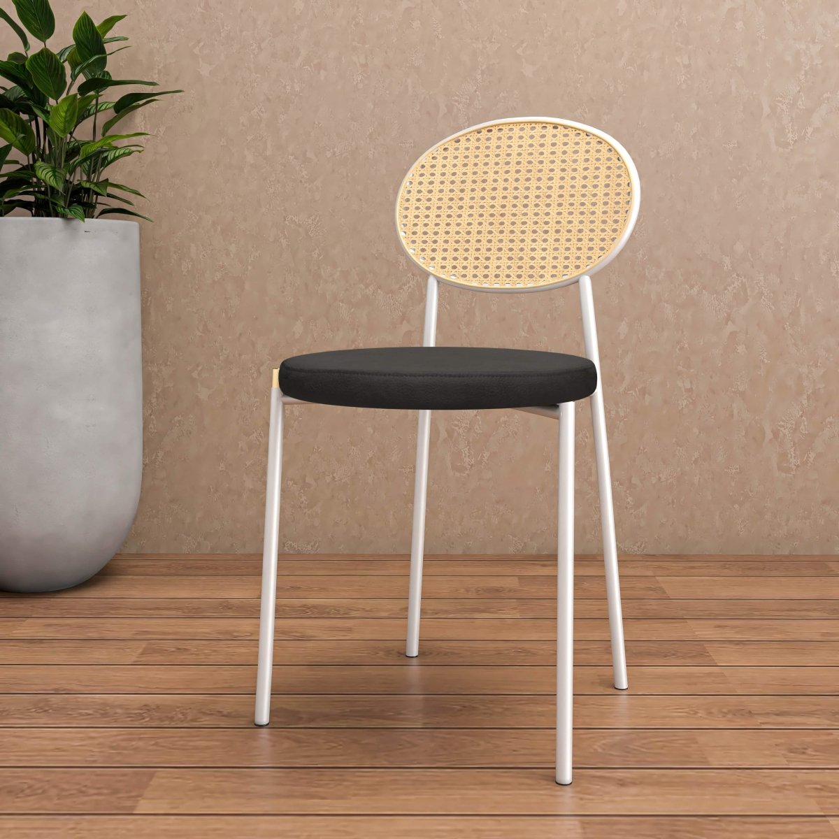 Euston Modern Upholstered Dining Chair with Round Wicker/Velvet Back Style
