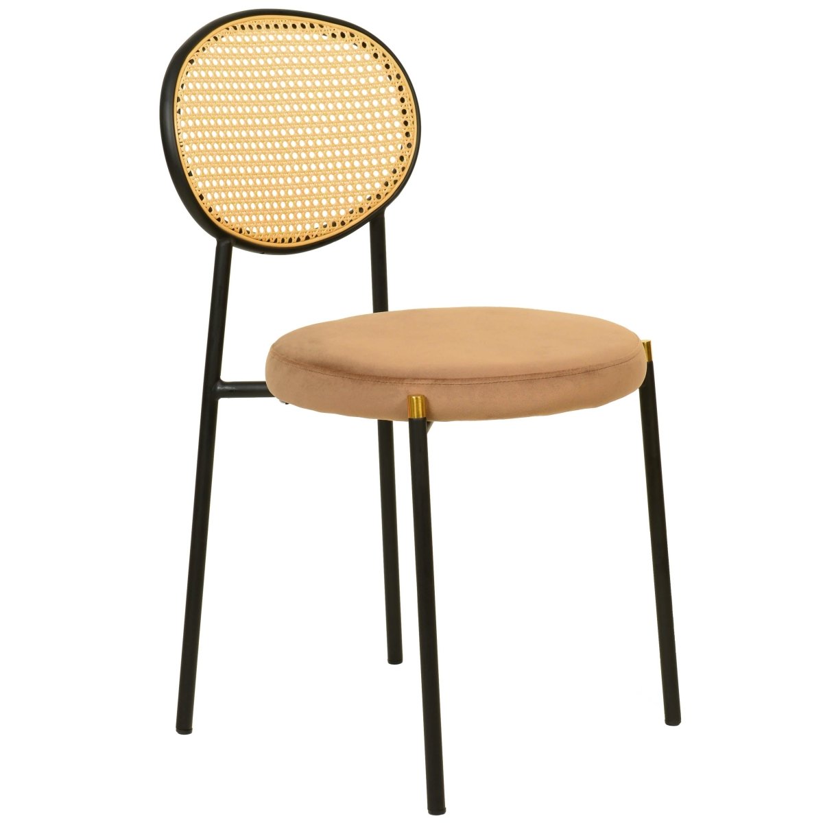 Euston Modern Upholstered Dining Chair with Round Wicker/Velvet Back Style